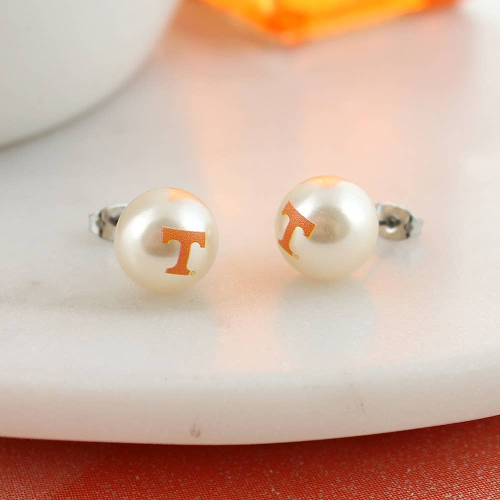 Tennessee Logo Pearl Stud Earrings – Classy Meets Game Day - Accessories