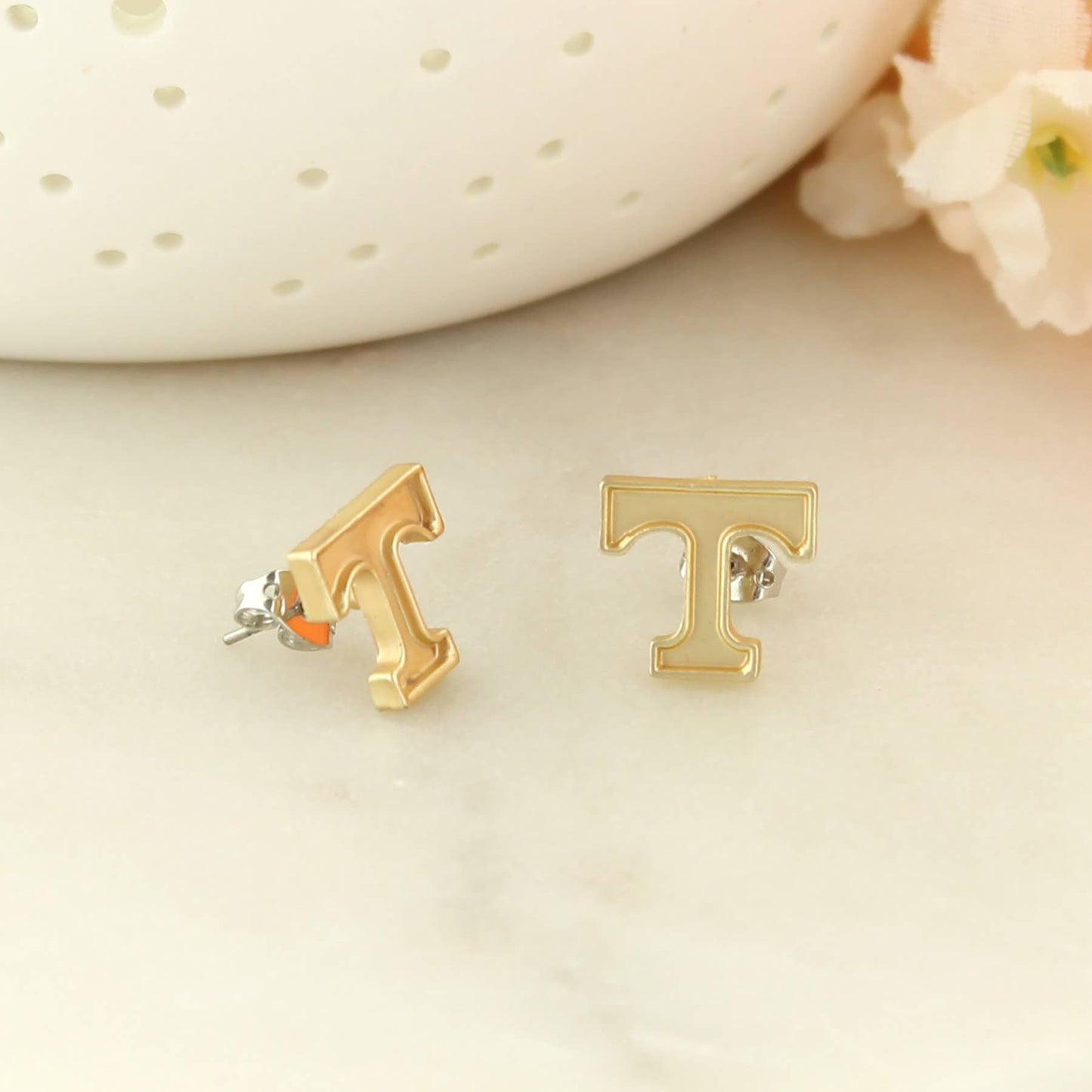 Tennessee Matte Gold Logo Stud Earrings – Understated Game Day Glam - Accessories