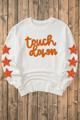 Touch Down Glitter Star Sleeve Sweatshirt - Shirt