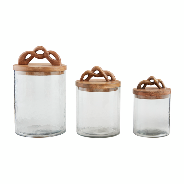 Twisted Handle Glass Canister Set – Set of 3 - Home