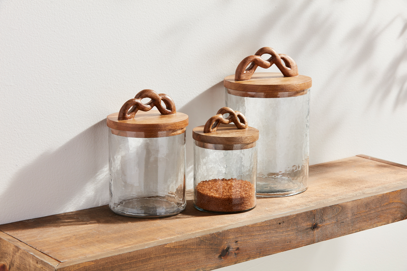Twisted Handle Glass Canister Set – Set of 3 - Home