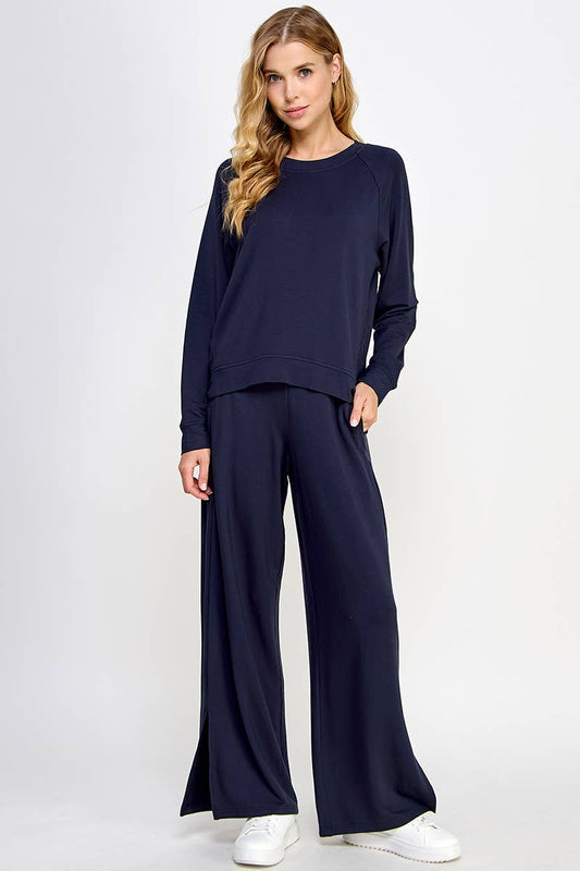 Navy Super Soft Wide-Leg Pants