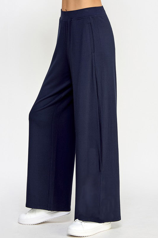 Navy Super Soft Wide-Leg Pants